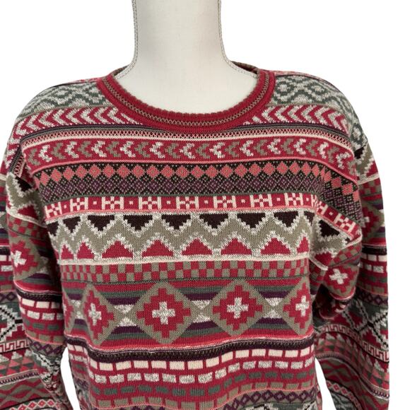 SIGRID OLSEN Sweater Size S Relaxed Geometric Winter Classic - Picture 7 of 10